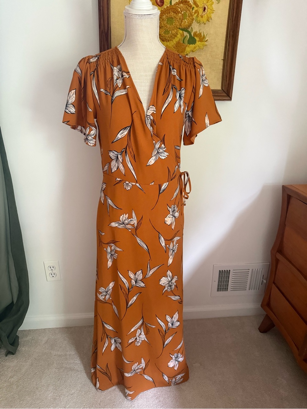 a new day Orange Floral Wrap Maxi Dress